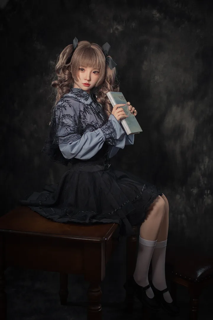 148cm (4ft10) B-Cup Gaya Gothic Lolita Silikon Anak Patung Seks Xiaorou, ROS Kepala #103B
